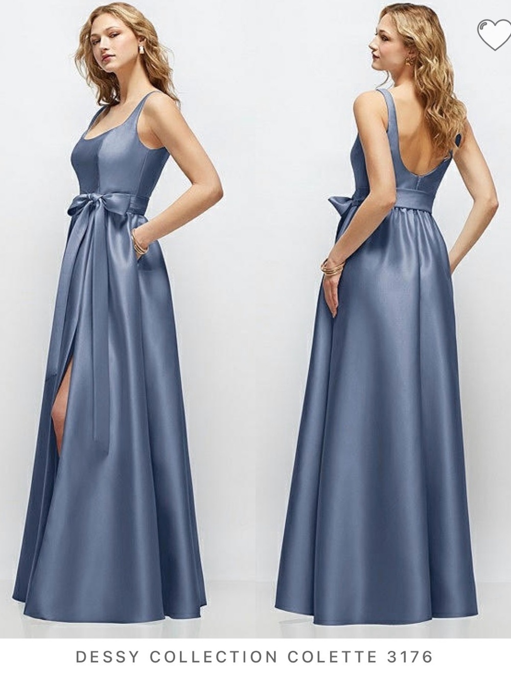 NWT Dessy Collection Larkspur Blue Satin Sleeveless Colette Gown 18W